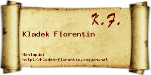 Kladek Florentin névjegykártya